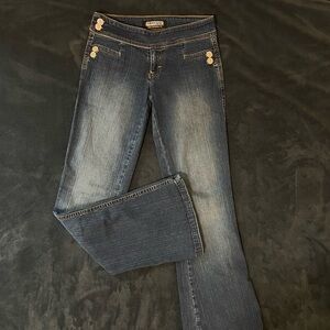 Y2K Tractor Dark Blue Flare Jeans